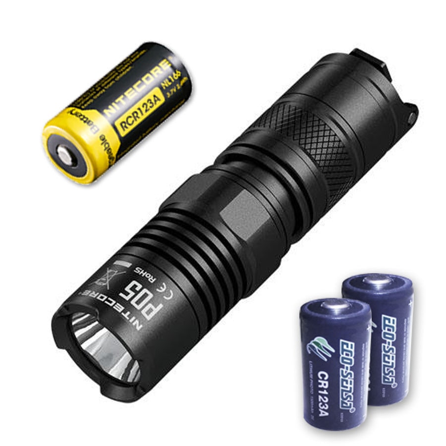 

Bundle Nitecore P05 BLACK 460 Lumen w Nitecore NL166 2x FREE CR123A Batteries