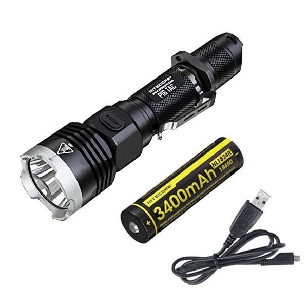 

Combo Nitecore P16 Tac 1000 Lumens Flashlight w NL1834R Battery USB Cord