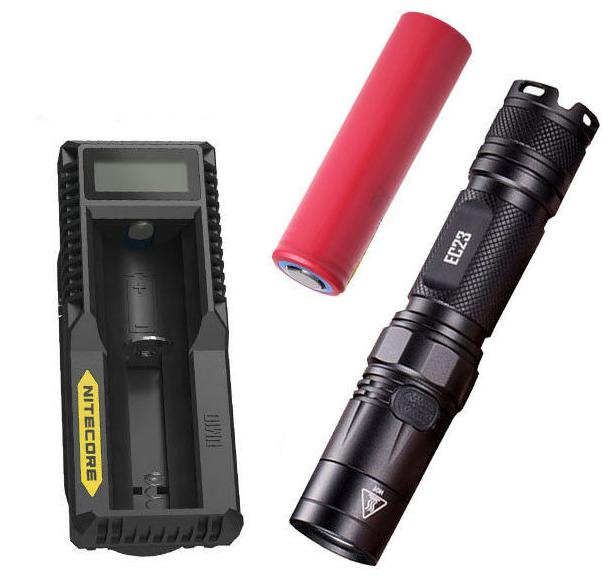 

Combo Nitecore EC23 Flashlight w 1x 3500mAh 10Amp 18650 UM10 Charger