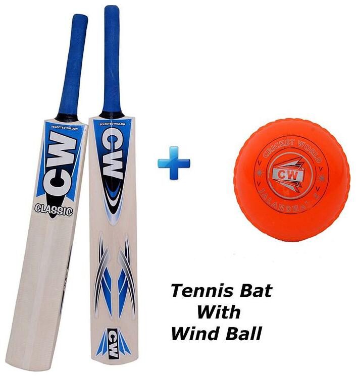 

Combo Pack of CW Classic High Quality Ultra Light Weight Popular Willow Tennis Cricket Bat With 2 (Two) PVC Wind Orange Practice Cricket Balls