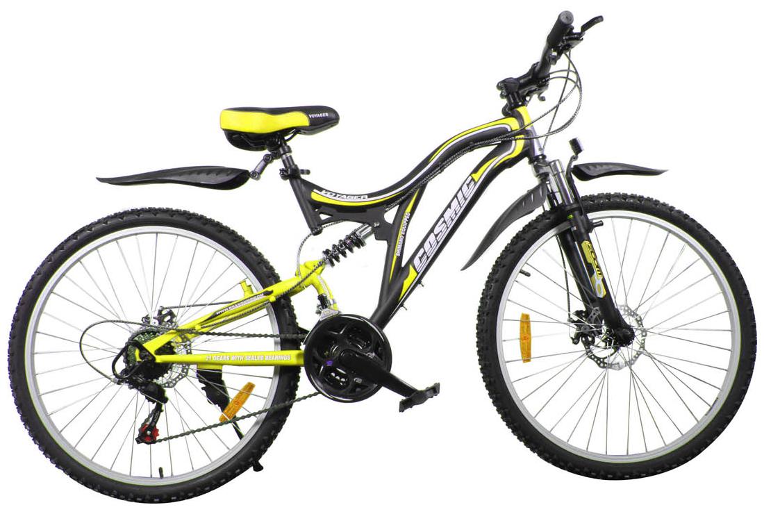 cosmic voyager 21 speed mtb bicycle black & yellow-premium