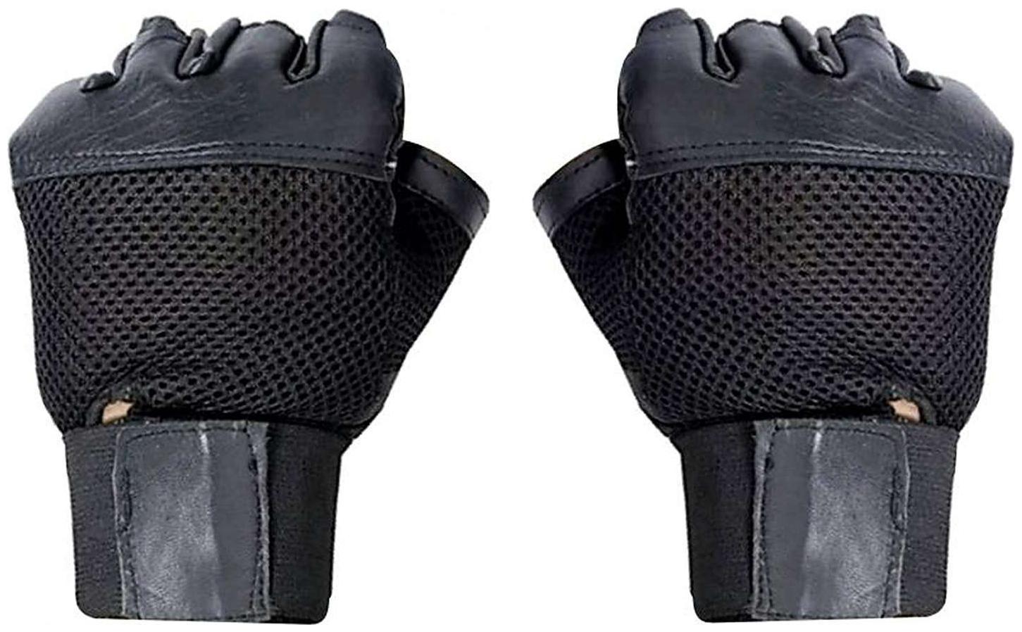 

CP Bigbasket (Pack of 2) Leather Palm Support Weight Lifting Wrist Support Gym Fitness Gloves (Free Size Black)