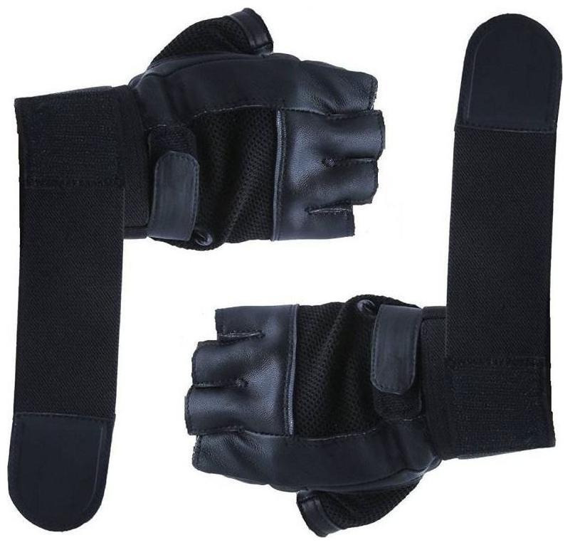 

CP Bigbasket Leather Palm Support Weight Lifting Wrist Support Gym Fitness Gloves (Free Size Black)