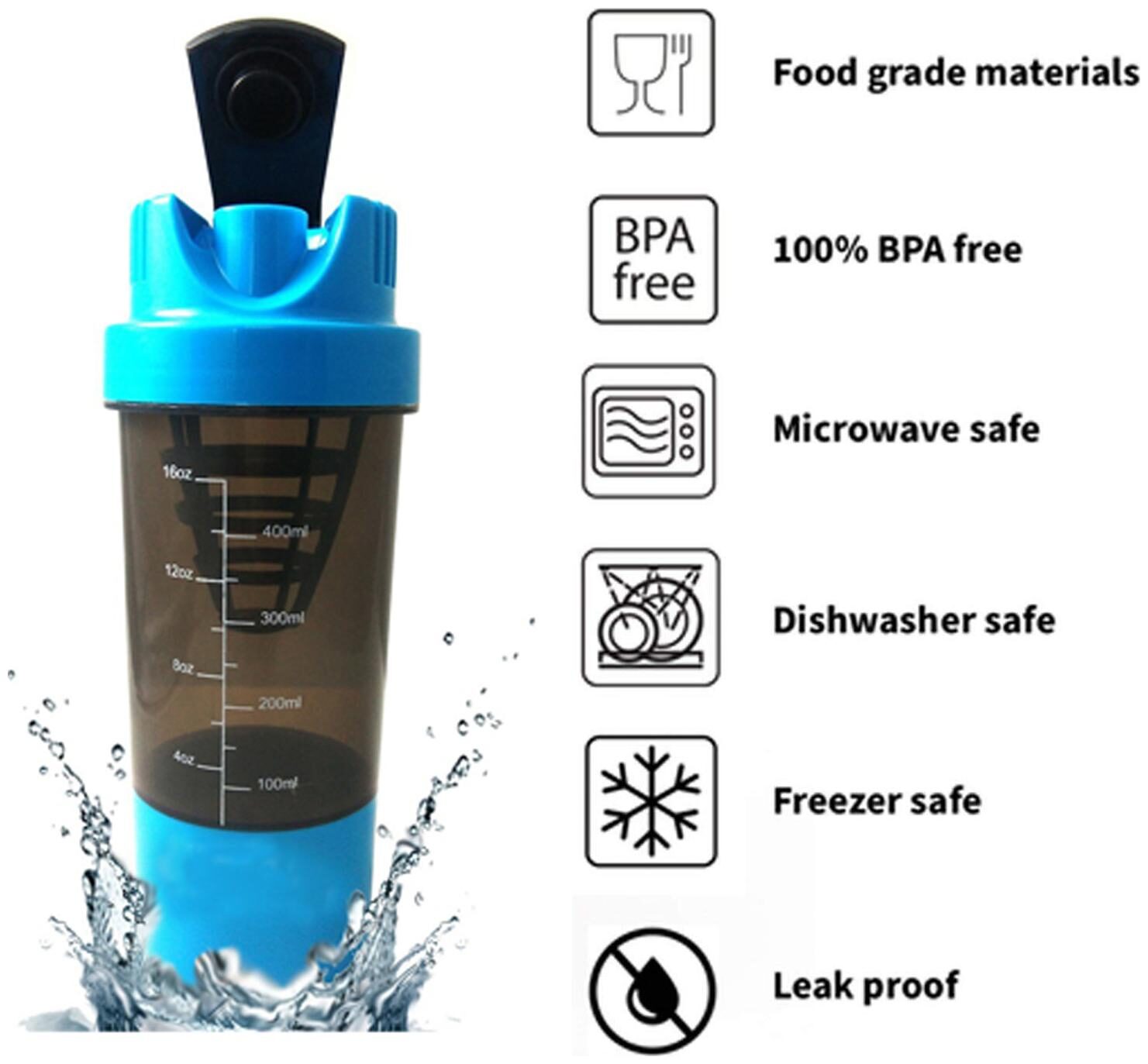 

Cyclone Blue Color Gym Shaker Sipper (500 ml)