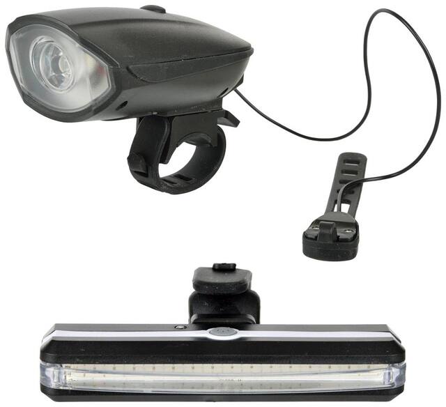 Dark Horse Bicycle USB Rechargeable LED Front Light & Horn & LED 6 Mode Tail Light USB with Red & Blue Lights;Black
