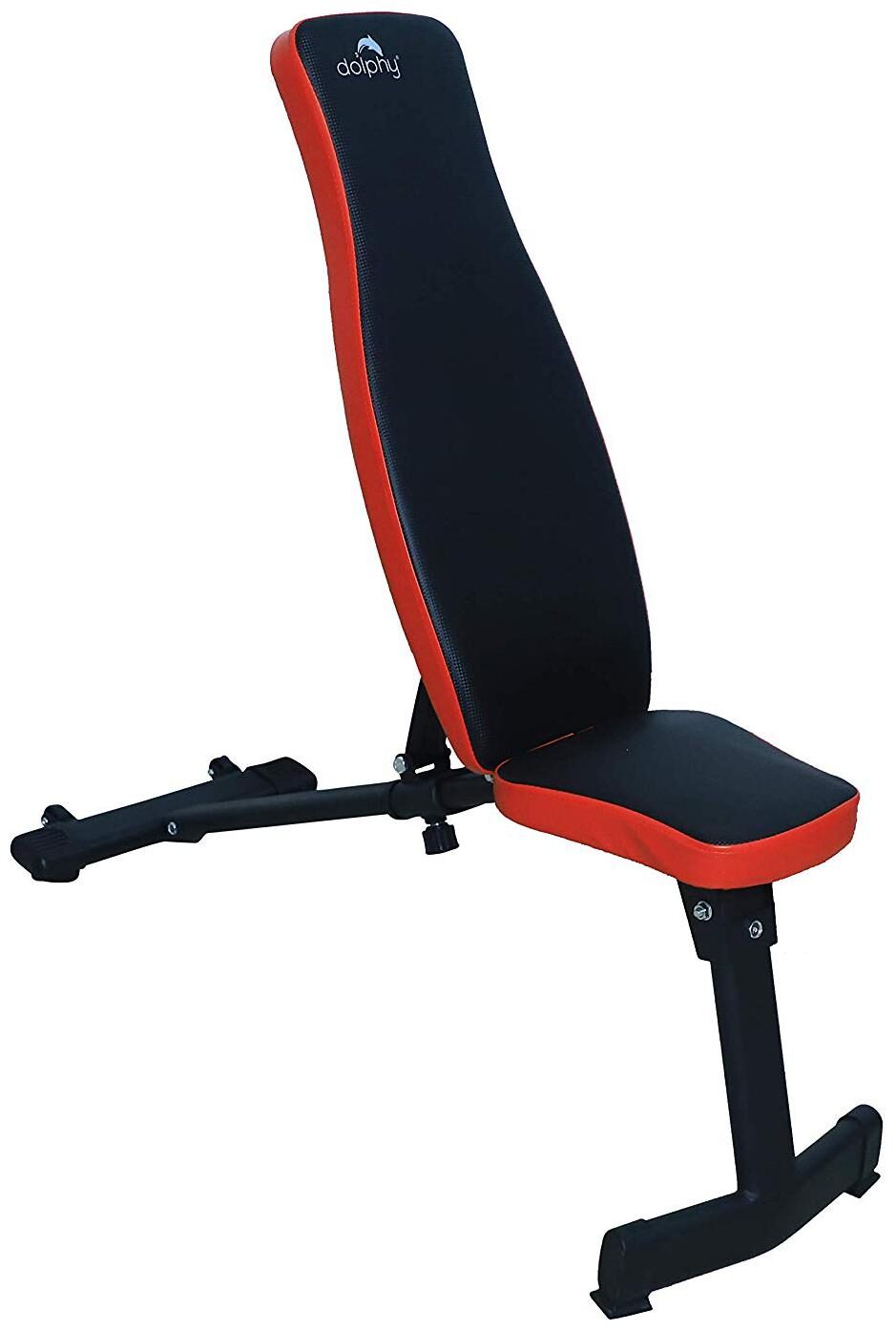 DOLPHY Adjustable Incline, Decline Sit Up at home and Flat Bench- Weight Strength Training, Fitness Bench – Black and Red