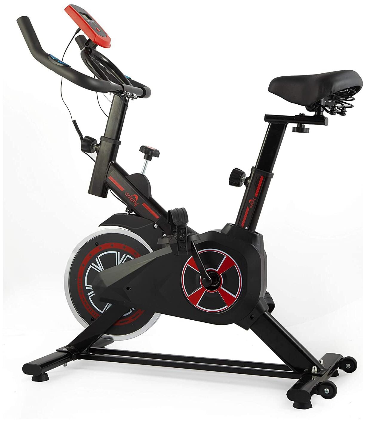 

Dolphy Indoor Cycling Bike Silent Belt Drive Exercise Bike Stationary Bicycle with Steel Flywheel Adjustable Seat and Handlebar LCD Monitor Heart Rate Monitor