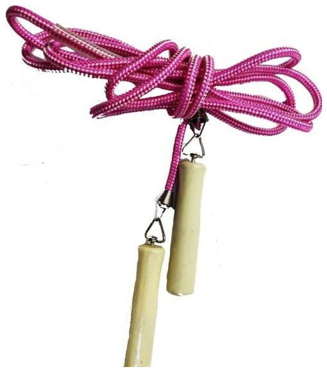 

Emob Skipping Jumping Rope with Comfortable Wooden Handle Outdoor Indoor Activity Toy for Fitness and Exercise