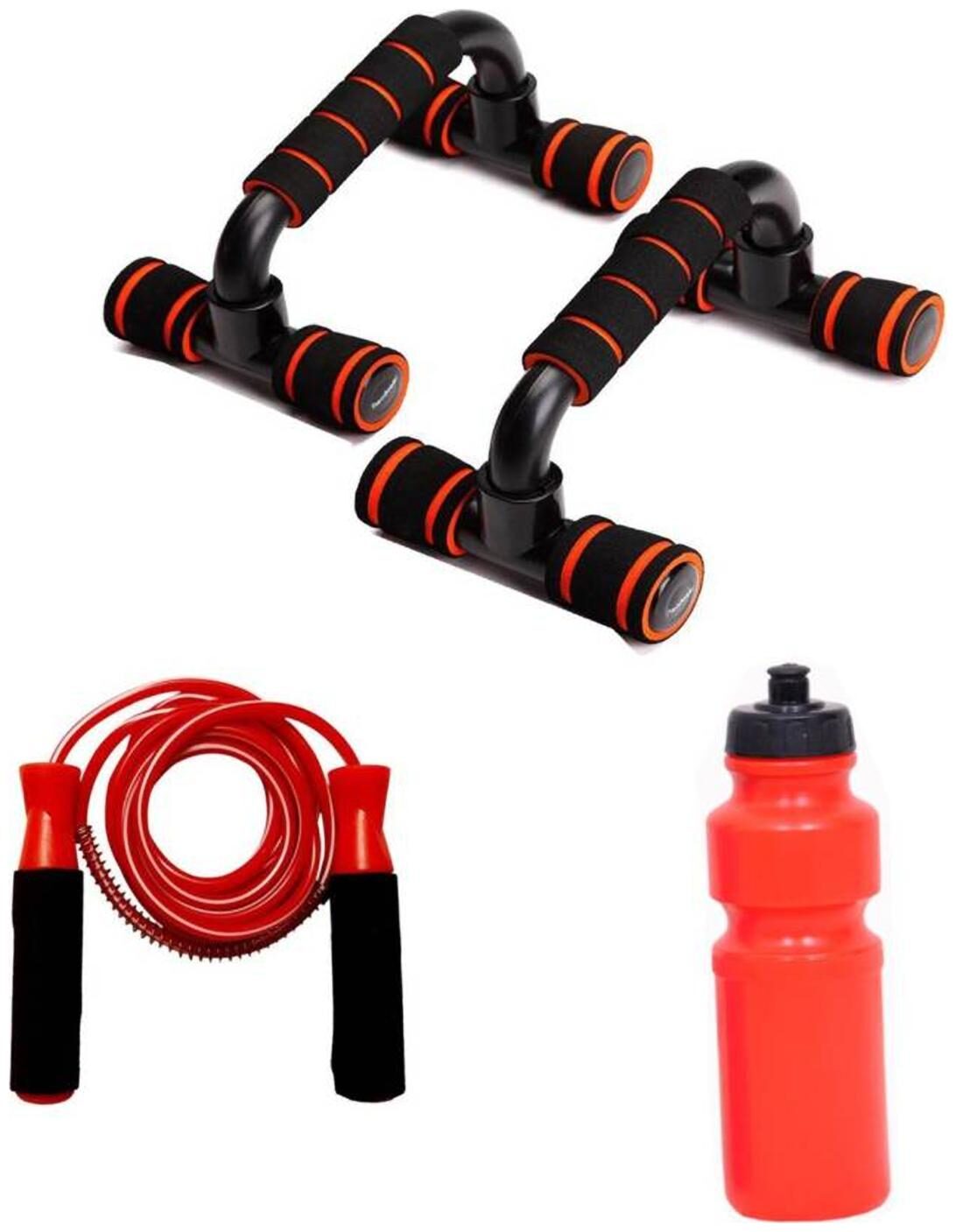 

GLS Fitness Combo Of Push-Up Bar Skipping Rope Water Sipper