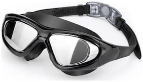 GLS Unisex Premium UV Protection Anti Fog Shield Wide Vision Swimming Goggles With Ear Plugs With Hard Plastic Cover