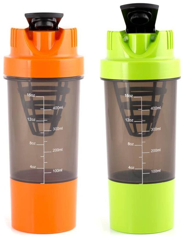 HMFURRYS FINEST Shaker,protein shaker,gym shaker.protein gym shaker,protein bottle 1000ml Shaker (Pack of 2, grey and orange)