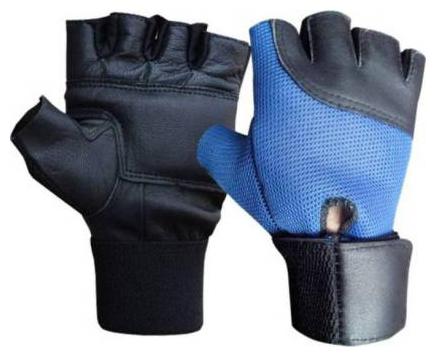 

HMFURRYS FINEST Leather Gym Fitness Gloves (Blue)