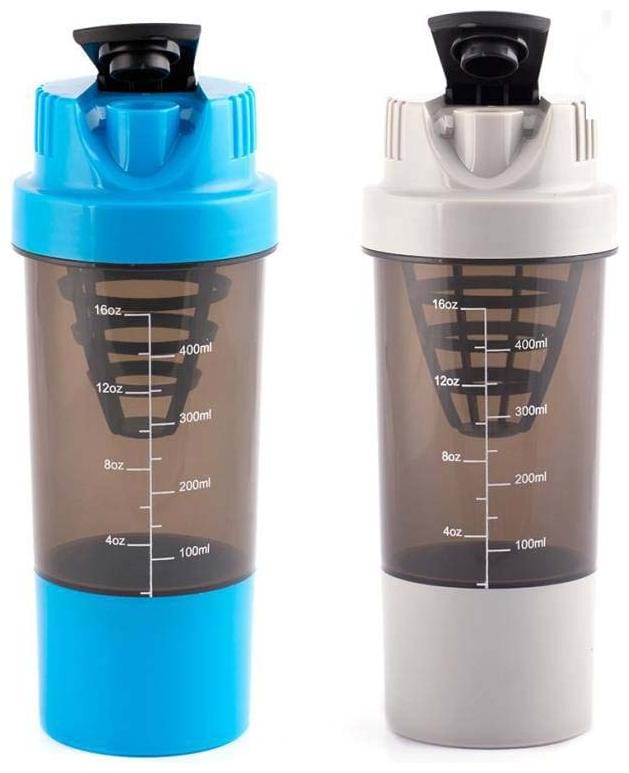 HMFURRYS FINEST Shaker,protein shaker,gym shaker.protein gym shaker,protein bottle 1000ml Shaker (Pack of 2, Blue and grey)