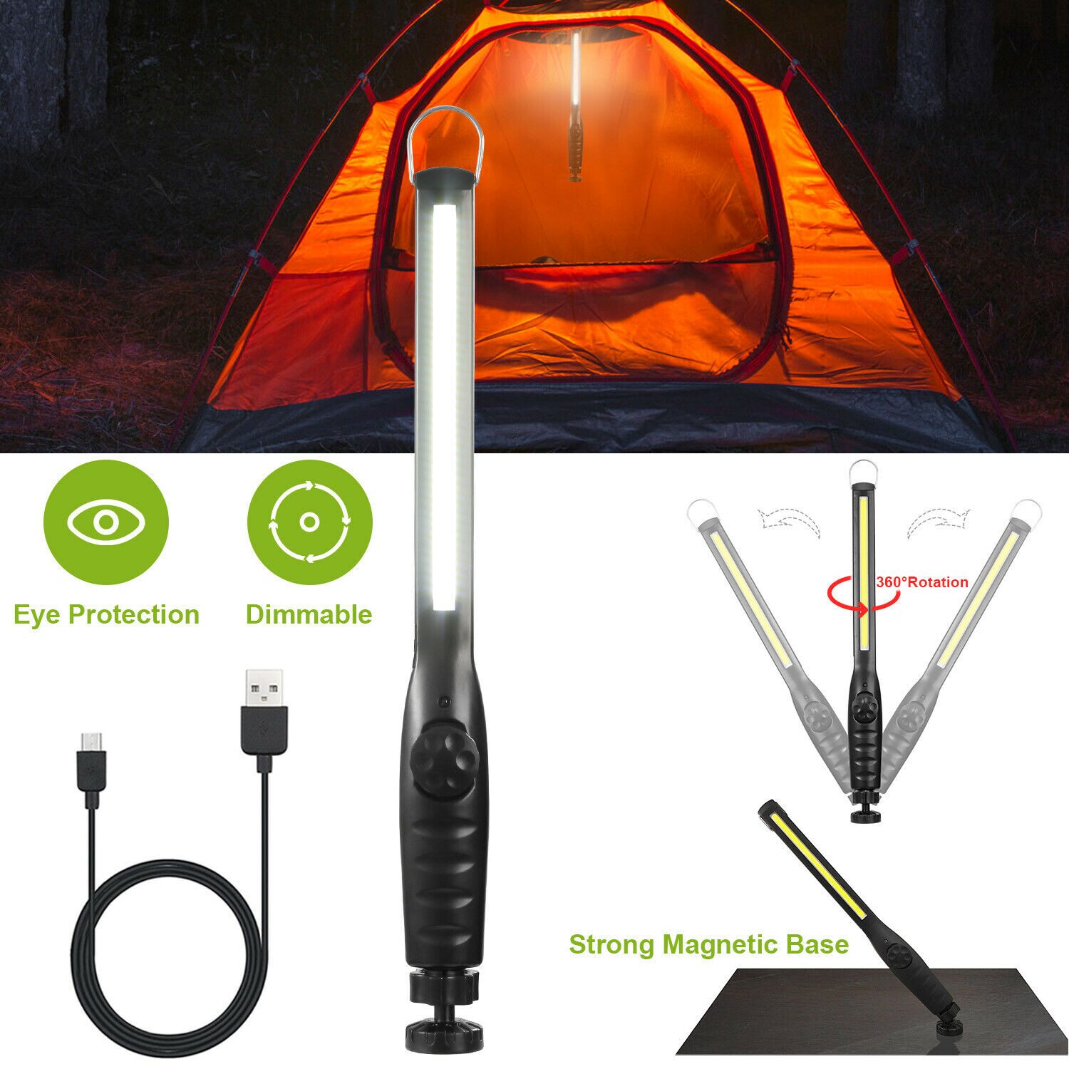 

Hot LED Lamp Emergency COB Work Light Camping Lamp Handheld Light Night Light US