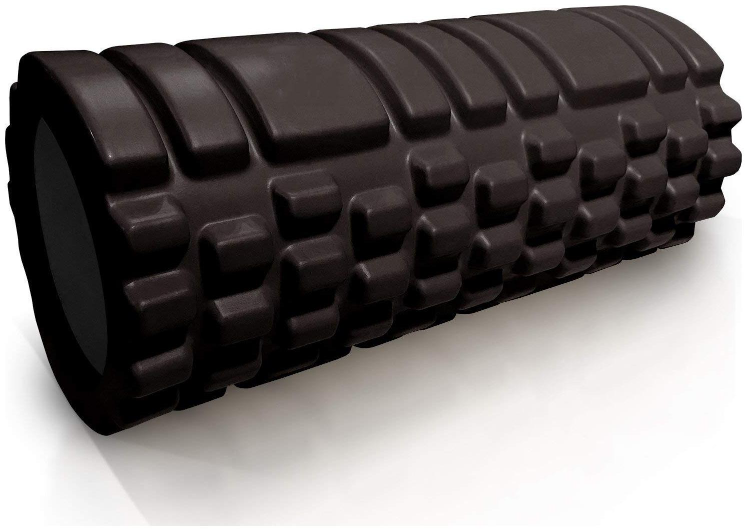 

House of Quirk Bumpy Foam Roller Solid Core EVA Foam Roller with Grid Bump Texture for Deep Tissue Massage and Self-Myofascial Release - Black