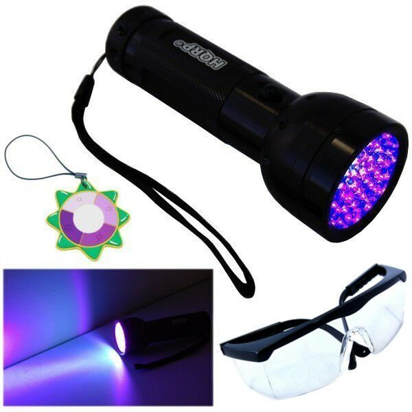 

HQRP 51-LED UV 395nm Ultra Violet Blacklight UV Flashlight Torch Light Glasses