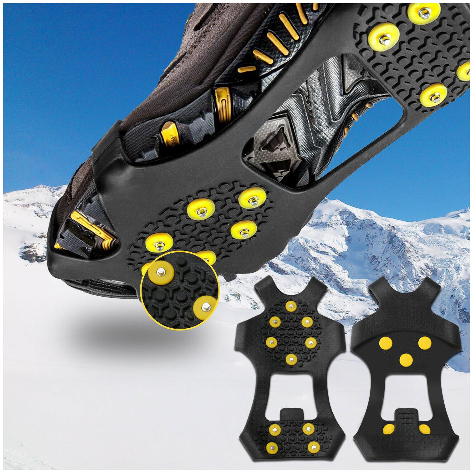 

Ice Snow Grips Anti Slip On Over shoe Boot Studs Crampons Cleats Spikes Grippers