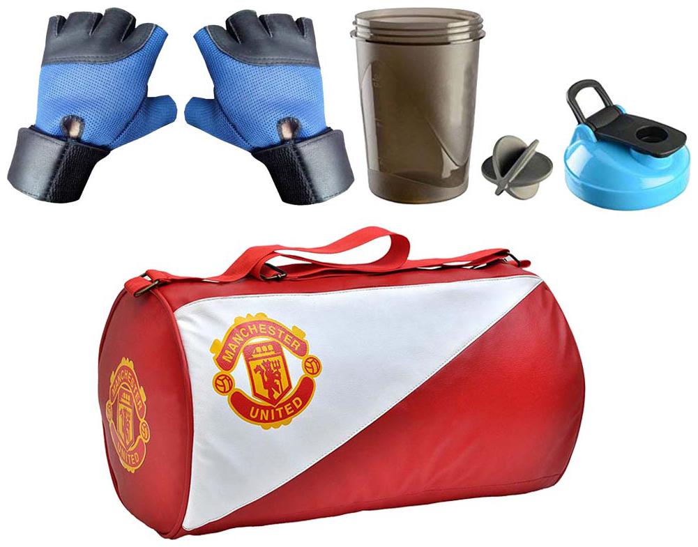 

JMO27Deals Combo Set of Leather Bag 400 ml Shaker with Weight Lifting Gloves Gym Fitness Kit