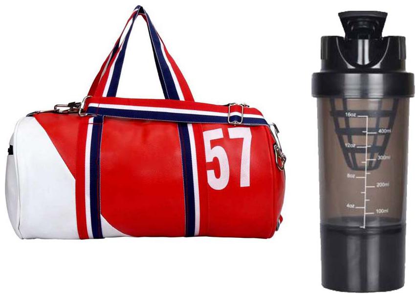 

JMO27Deals Gym Combo Leatherite 57 (Red) Duffel Gym Bag and Shaker (Combo of 2)