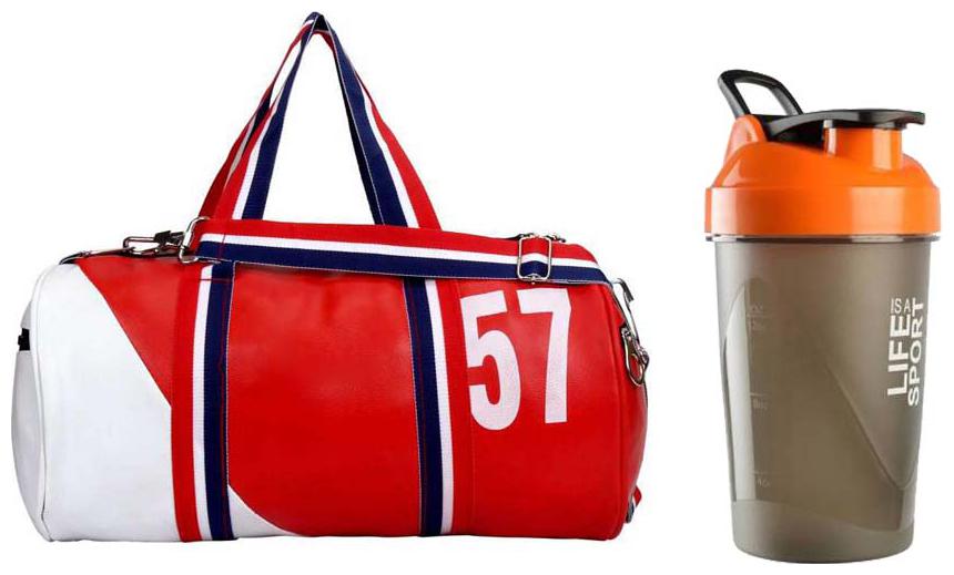 

JMO27Deals Gym Combo Leatherite 57 (Red) Duffel Gym Bag and Shaker (Combo of 2)