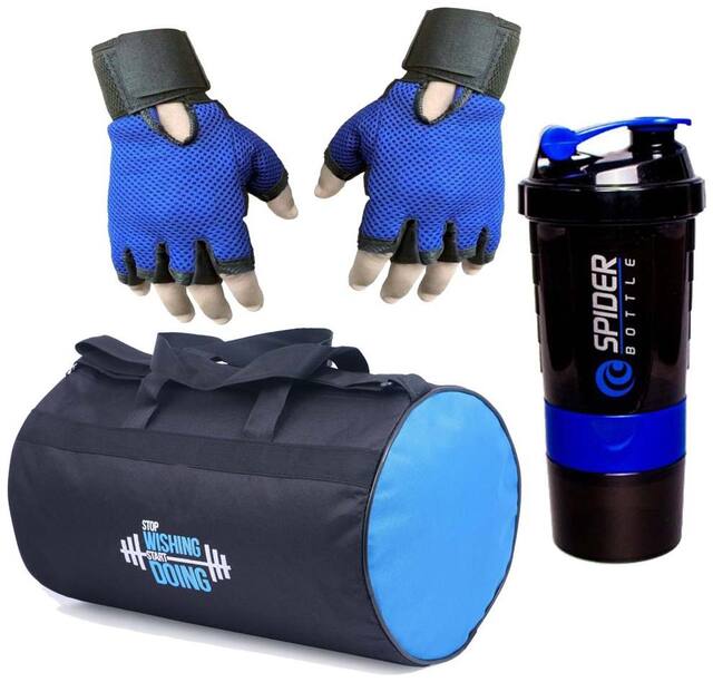 JMO27Deals Polyester Long Lasting Material, Duffel Bag, Gym Bag with Sport Sipper Water Bottle and Gloves