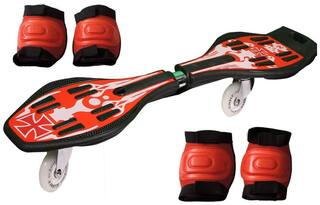 Jonex Waveboard/snakeboard Wheel With Led Flash Colourful Lights On Wheels And Protective Set Of 2 (Knee And Elbow Guards) With Free Waveboard Bag (Red) Skating Kit