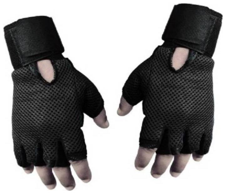 

Kamni SportsNew Heavy leather Netted With Wrist Support Gym Fitness Gloves (M BLACK) CB30