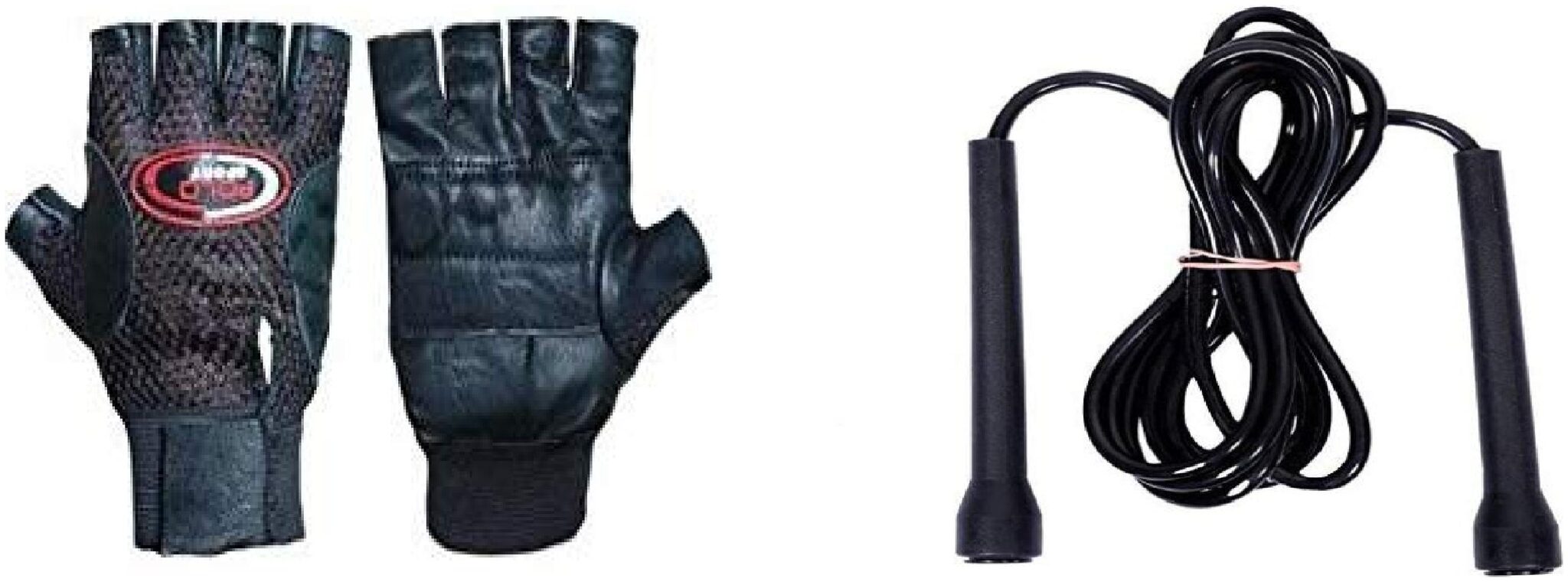 

KARLOS Premium Jump Speed Skipping Rope And Polo Gym Gloves - Black