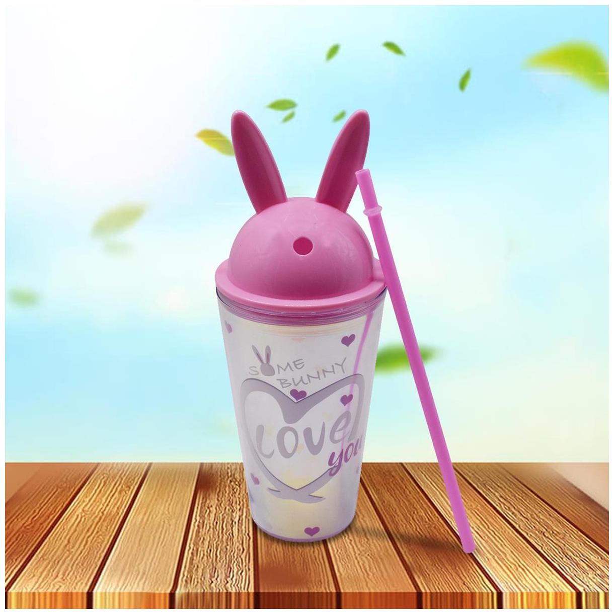 

Kookee Acrylic Sipper with Straw Bunny Design Pink - 275ml (BL-017)