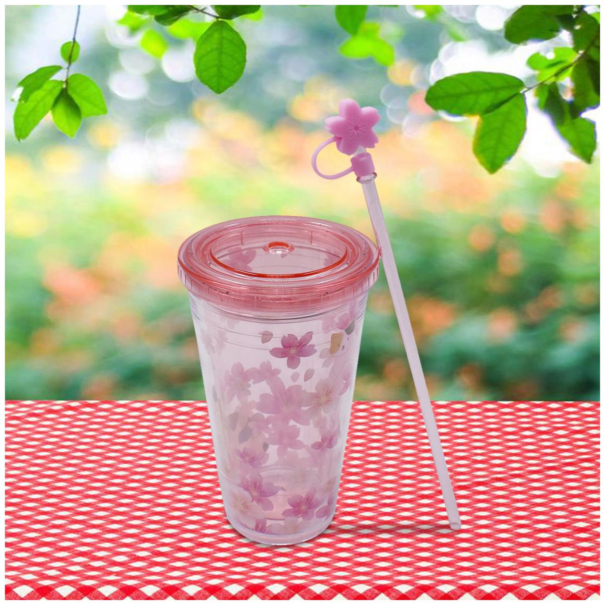 

Kookee Acrylic Frosted Sipper with Straw Floral Print Pink - 300ml
