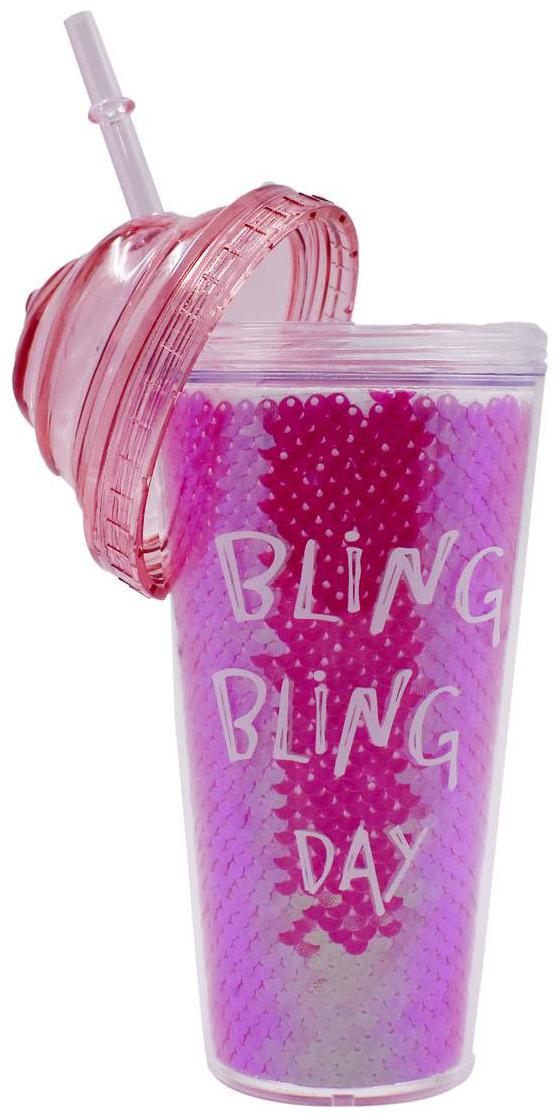 

Kookee Acrylic Sipper BLING BLING DAY Design With Straw - 500ml