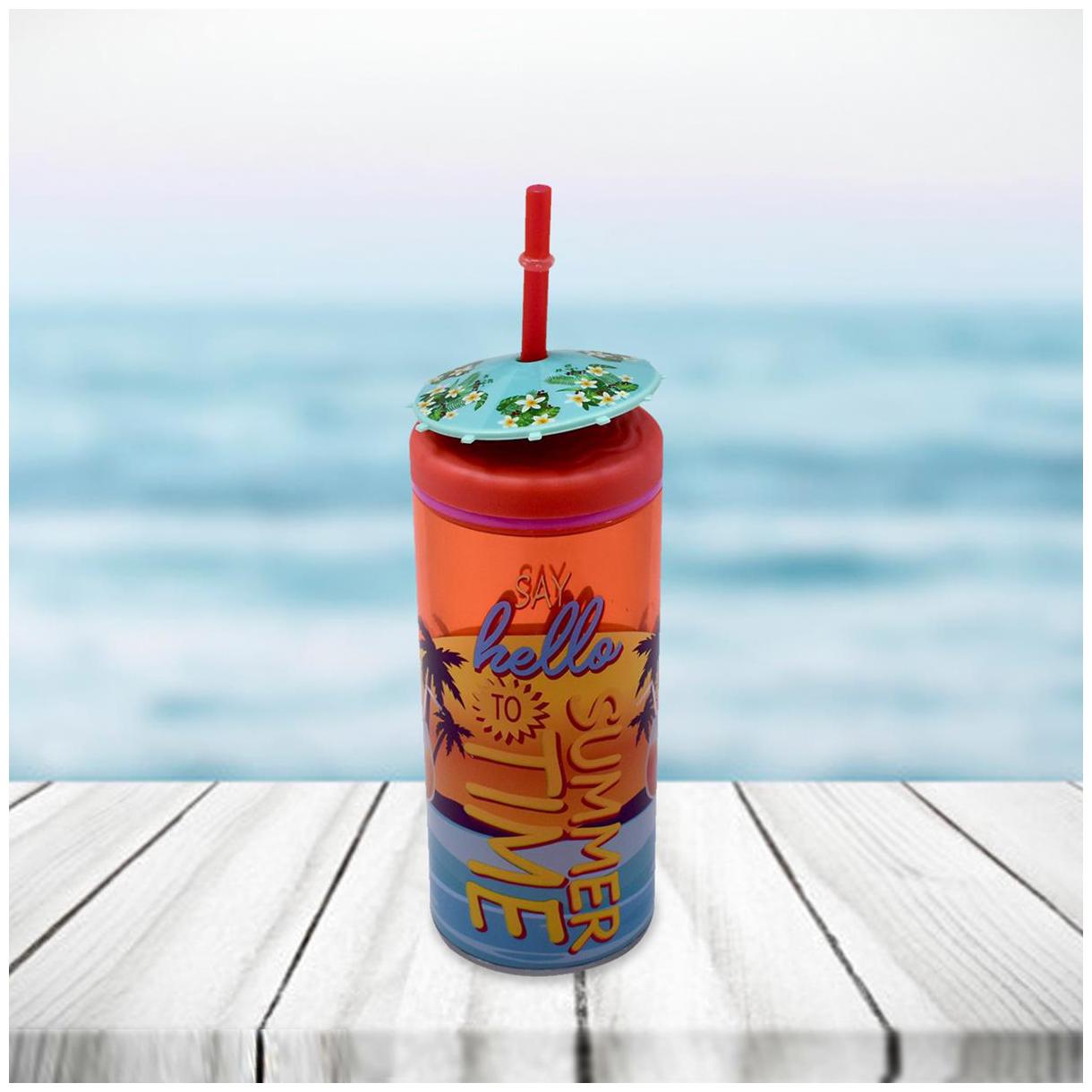 

Kookee Acrylic Frosted Sipper with Straw Summer Edition Hello Summer Orange - 275ml (KT-008)