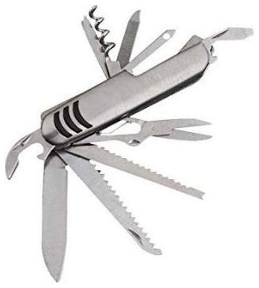 kudos 11 In 1 Stainless Steel Multi Functional Swiss Army Style Knife - Ideal for Rough Usage (Silver)