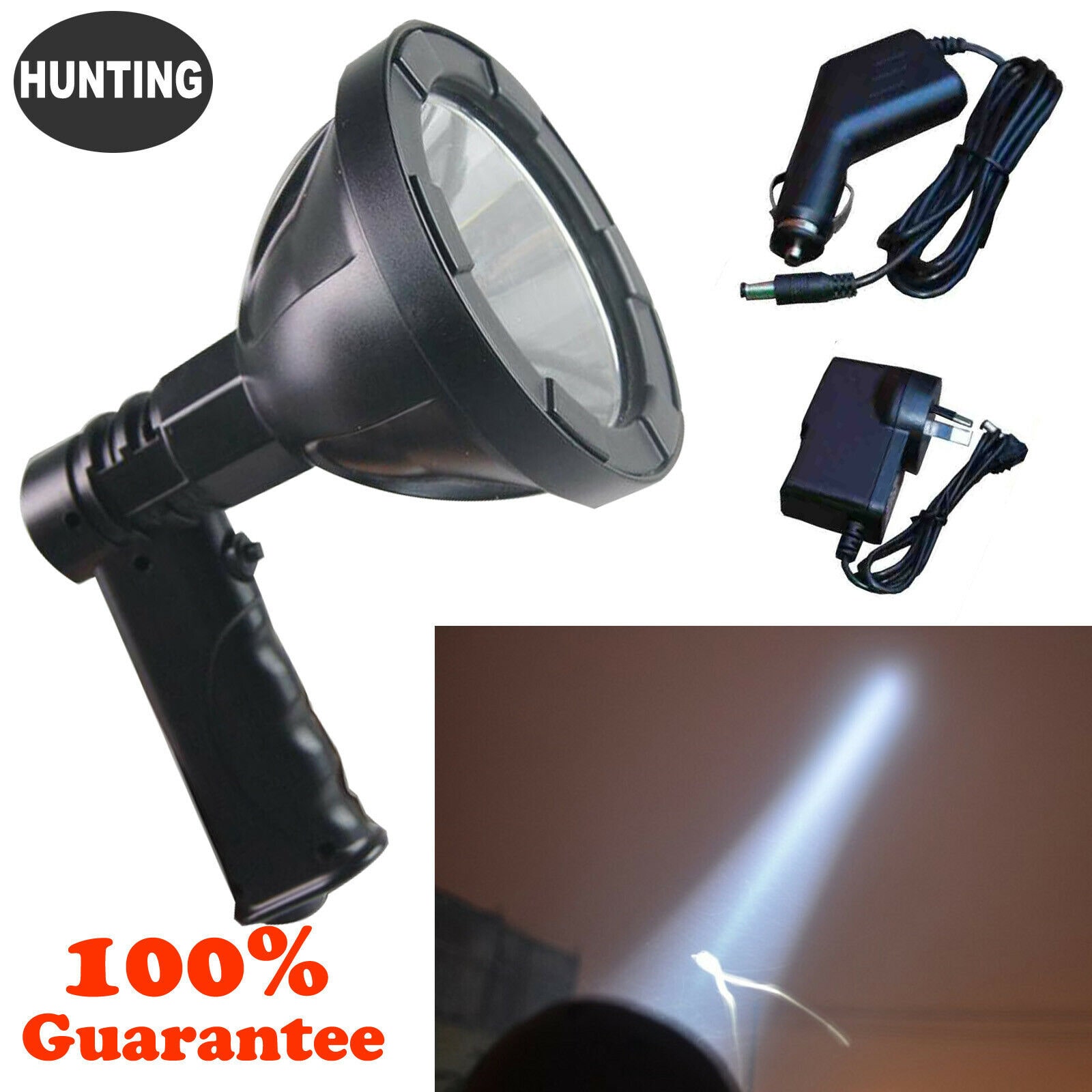

LED 120000Lumen 1200W Rechargeable Spotlight Hunting Hand Held Torch Spot Light