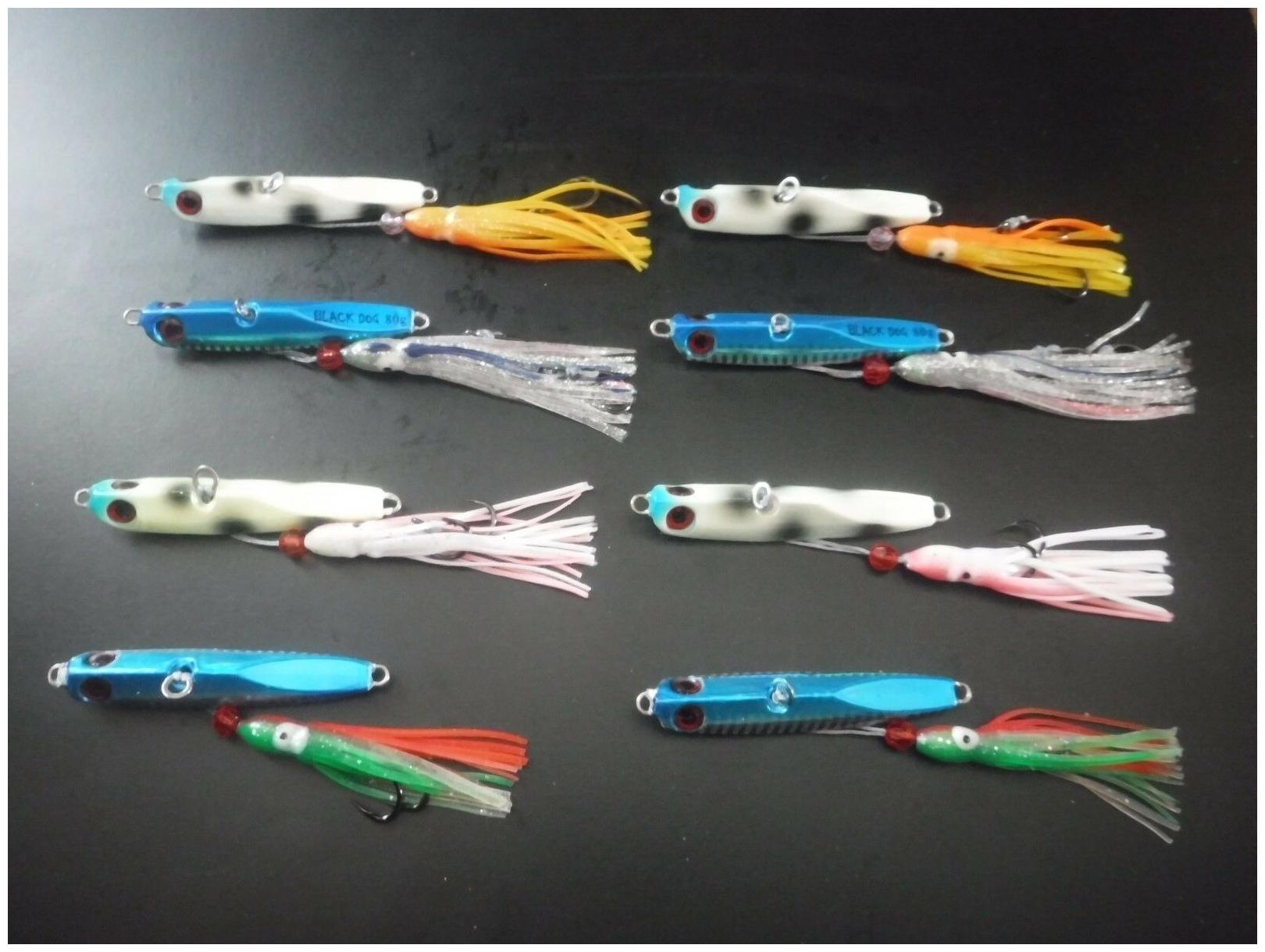 LOT /"8/" 130g 4.6-OUNCE BLACK DOG CAN DO JIG SHIMANO LUCANUS SHIP BOTTOM VIDEO