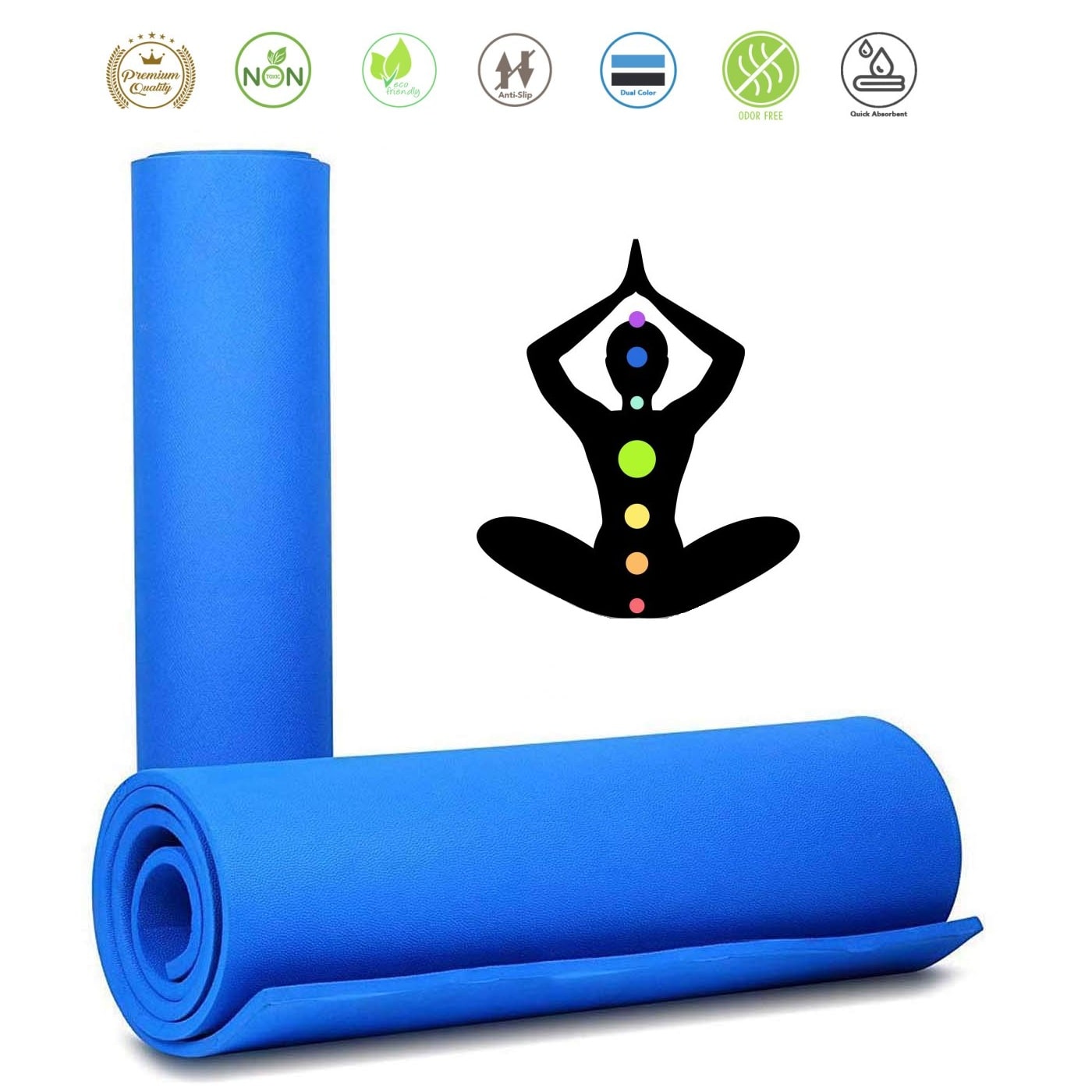 

Marketon Yoga Mats Non-Slip Mat for Beginners Fitness Mat Women Exercise Fitness Sports Mat (Blue) 1Pc