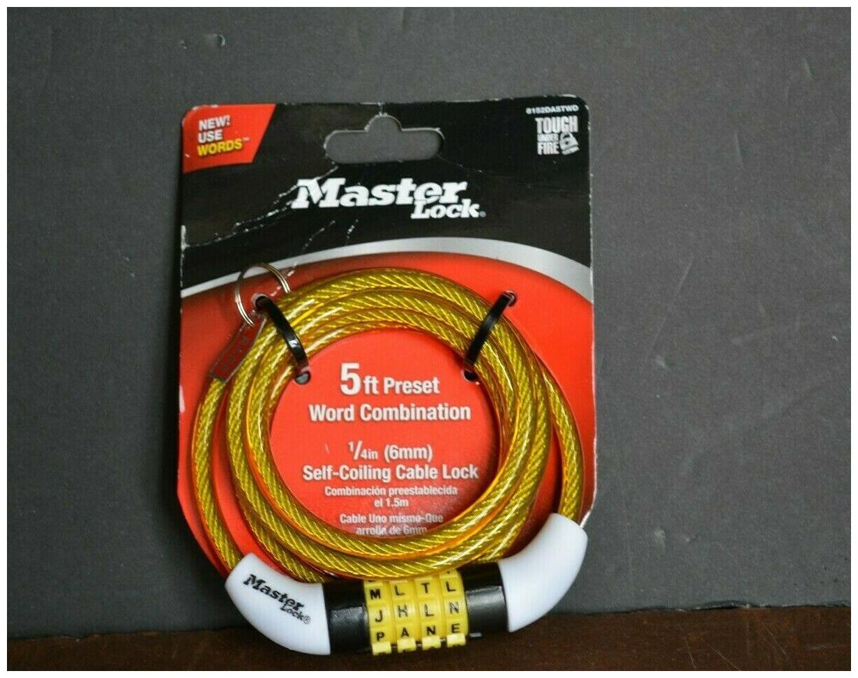 Master Lock 8126D 6/' X 5//16/" Black Keyed Cable Lock