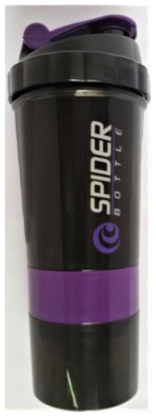 

megus Spider Protein 3 in 1 Sipper Shaker Bottle 500 ml (Assorted)- Purple
