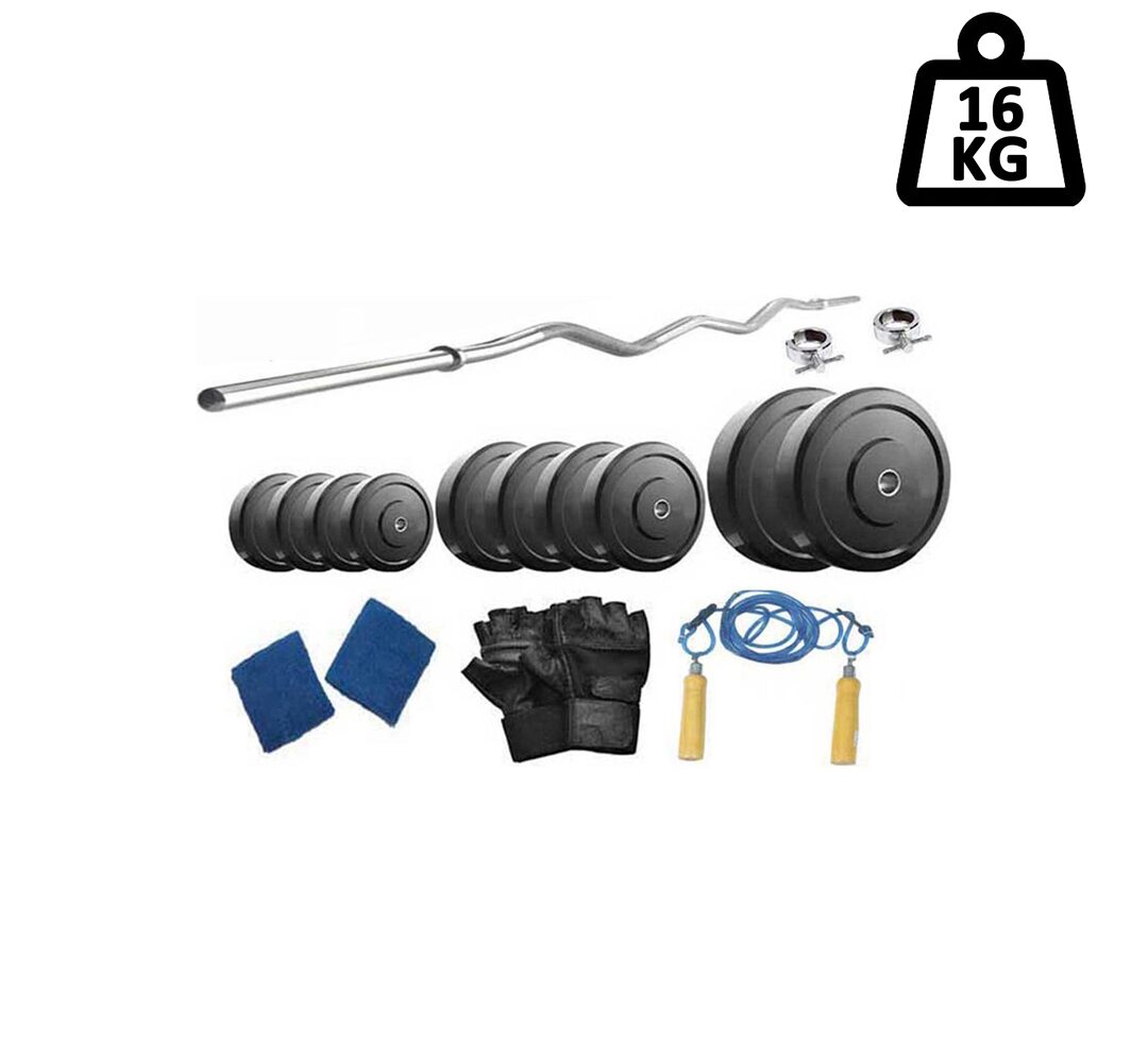 

Muskular 16 kg with 3 feet curl rod Home gym package for Beginners