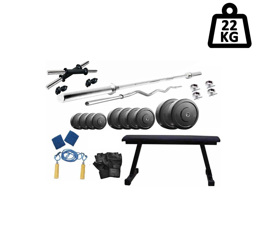 

Muskular 22 kg PVC weight with Flat Bench home gym package
