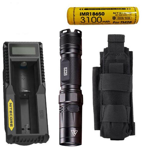 

Nitecore EC23 Flashlight w 1x 3100mAh Battery UM10 Charger NCP30 Holster