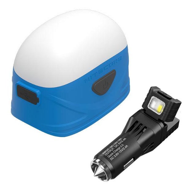 

Nitecore LA30 Rechargeable Lantern (Blue) w VCL10 Multi-Tool USB Car Adapter