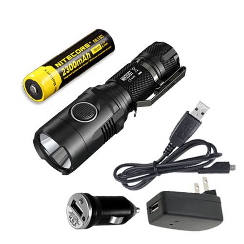 

Nitecore MH20GT Rechargeable Flashlight w NL183 Battery USB Adaptors