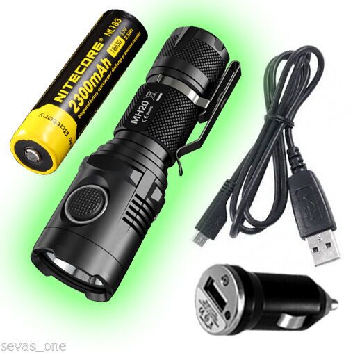 

Nitecore MH20 Rechargeable 1000Lm Flashlight - w NL183 Battery and Car Adaptor