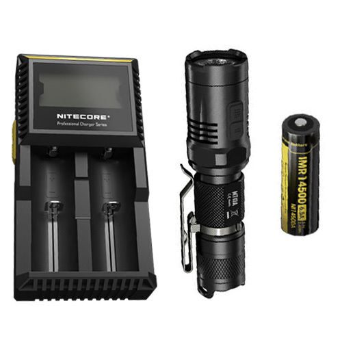 

Nitecore MT10A Flashlight w Nitecore D2 Charger IMR 14500 Battery