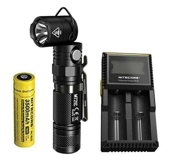 

NITECORE MT21C 1000 Lumen Adjustable Flashlight w NL1835 Battery D2 Charger
