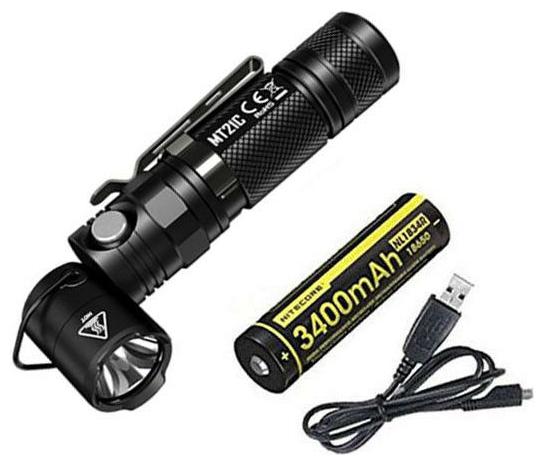

NITECORE MT21C 1000 Lumen 90 Degree Adjustable Flashlight w NL1834R USB Cord