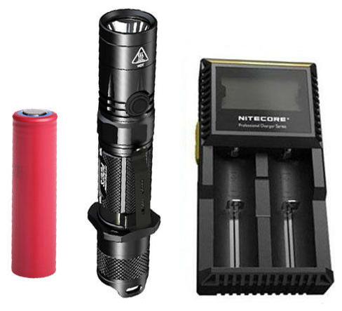 

Nitecore P12GTS Flashlight -XHP35 HD LED w Panasonic 3500mAh Battery D2 Charger