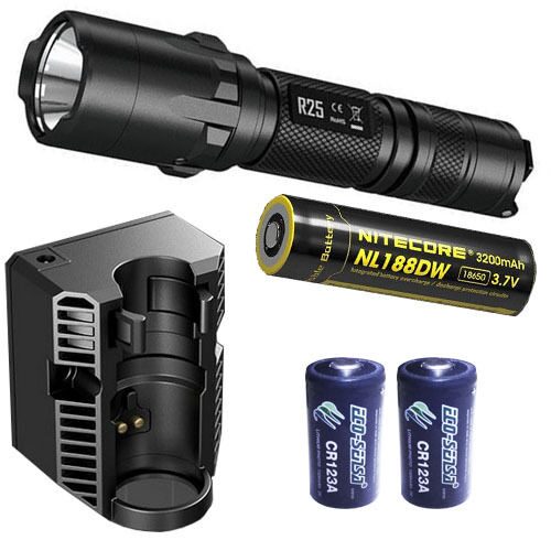 

Nitecore R25 XP-L HI V3 Flashlight w Charging Dock 18650 2x CR123A Batteries