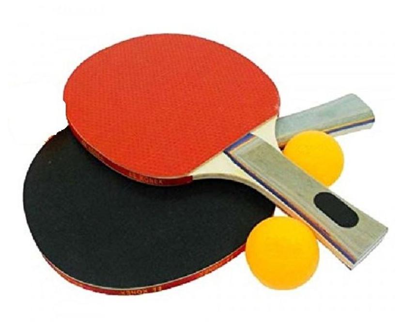 Table Tennis Rackets Long/Short Handle Double Face Table Tennis Racket Set With 2 Balls Free (Blue/Red) (Black/Red)
